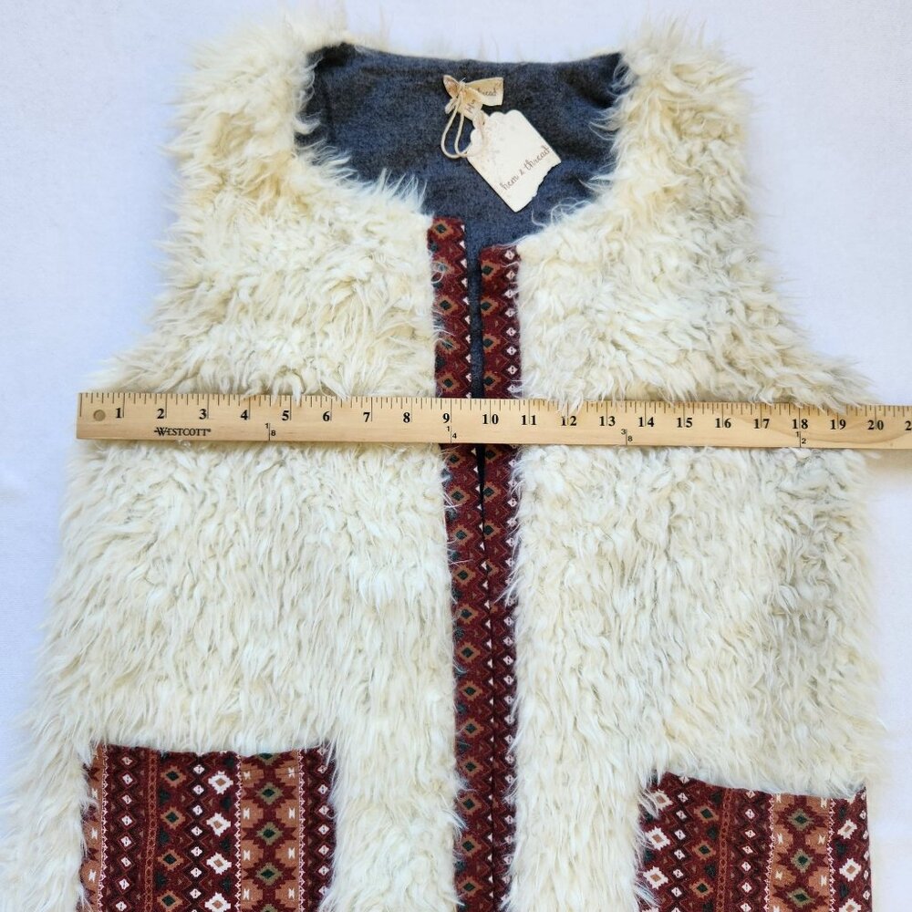 Boho Faux Fur Vest Tribal Pockets Soft Cozycore Hippie Western Rodeo Cowgirl S - Picture 6 of 11